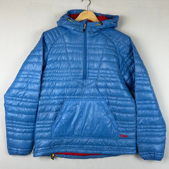 Outdoor Research Down Baja Pullover Puffer Jacket Blue/Red 268499 Women's Size M - Picture 1 of 9